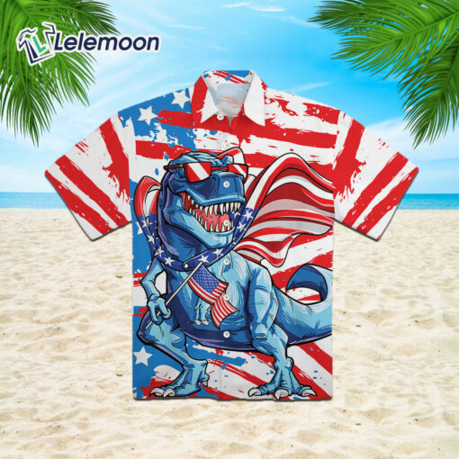 Independence Day Flag Dinosaur Hawaiian Shirt $36.95
