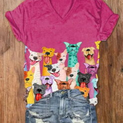 Colorful Dogs Print T-Shirt $27.95