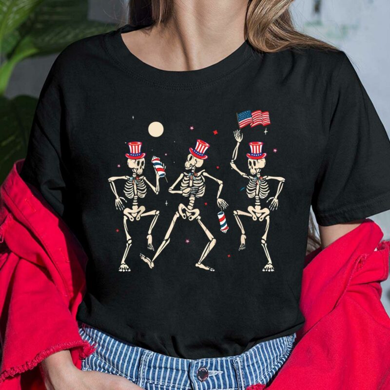 Dancing Skeleton American Flag Skellies 4th Of July Shirt, Hoodie, Sweatshirt, Women Tee