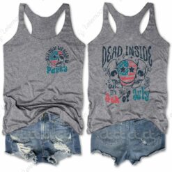 Dead Inside Happy Face Skull 4th Of July Tank Top $31.95