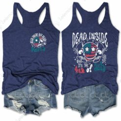 Dead Inside Happy Face Skull 4th Of July Tank Top