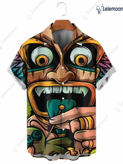 Hawaiian Colorful Tiki Mask Art Hawaiian Shirt $36.95