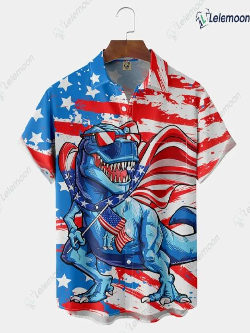 Indepndence Day Flag Dinosaur 4th Of July Shirt $36.95