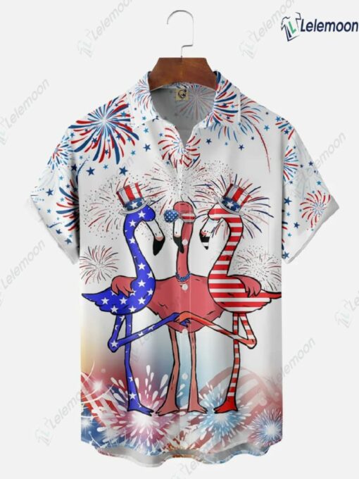Indepndence Day Flag Flamingo 4th Of July Shirt $36.95