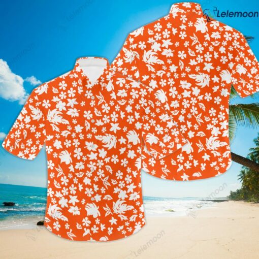 Orange And White Floral Print Hawaiian Shirt $36.95