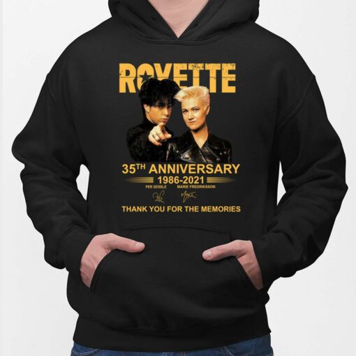 Roxette 35th Anniversary 1986 2021 Thank You For The Memories Shirt, Hoodie, Sweatshirt, Women Tee