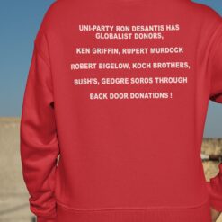 Uni Party Ron Desantis Has Globalist Donors Shirt, Hoodie, Sweatshirt, Women Tee