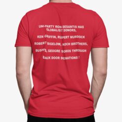 Uni Party Ron Desantis Has Globalist Donors Shirt, Hoodie, Sweatshirt, Women Tee
