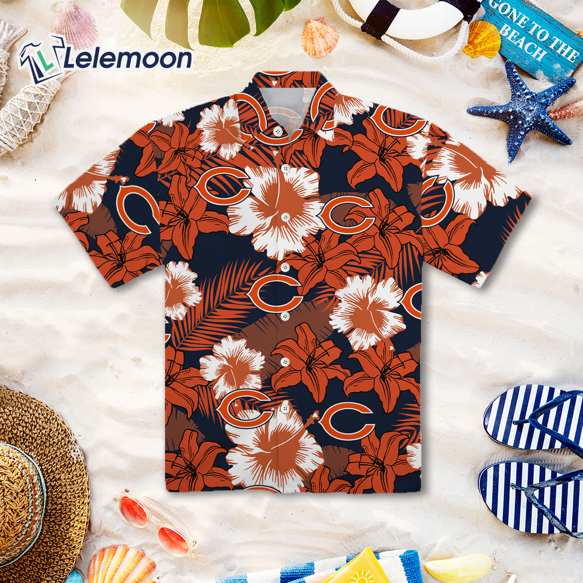 Chicago Bears Summer Flower 3D Hawaiian Shirt - Lelemoon Chicago Bears Summer Flower 3D Hawaiian Shirt - Lelemoon
