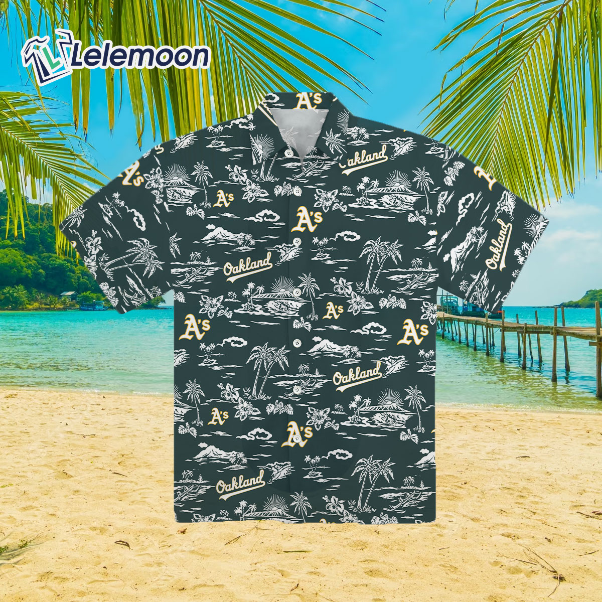 Oakland Athletics Palm Tree Hawaiian Shirt - Lelemoon