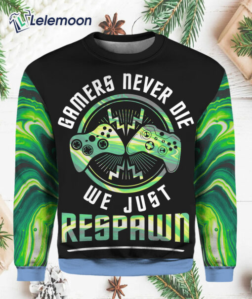 Gamers Never Die We Just Respawn 3D All Over Prints Christmas Sweater $41.95