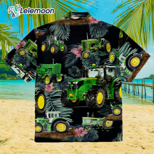 Green Tractor Leaf Tropical Hawaii Shirt $36.95
