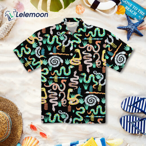 Snakes Pattern In Black Hawaiian Shirt