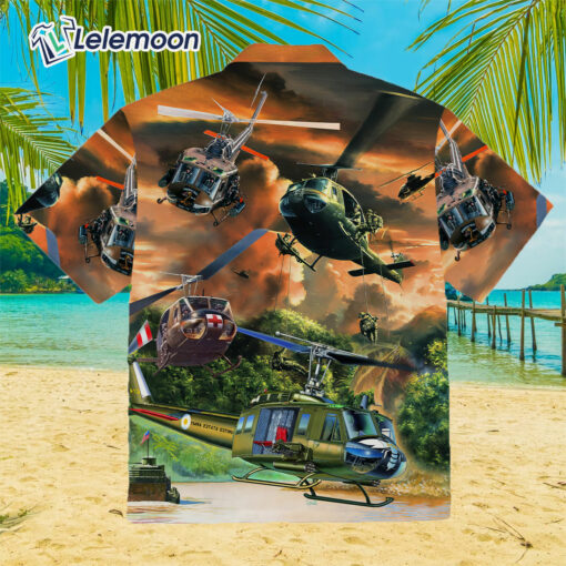 United States Army Huey Helicopter On The Sky Art All Over Hawaiian Shirt $36.95