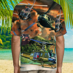 United States Army Huey Helicopter On The Sky Art All Over Hawaiian Shirt $36.95