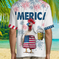 4th Of July Chicken Merica Hawaiian Shirt $36.95
