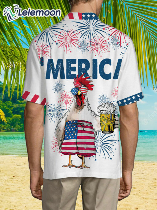 4th Of July Chicken Merica Hawaiian Shirt $36.95