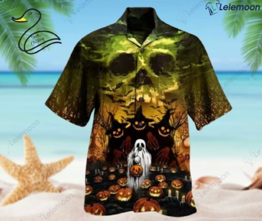 Halloween Funny Ghost and Pumpkin Witches Hawaiian Shirt