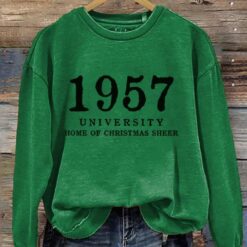 1957 University Home Of Christmas Cheer Printed Round Neck Long Sleeve Sweatshirt