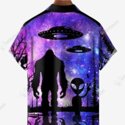 Bigfoot Alien Chest Pocket Short Sleeve Hawaiian Shirt $36.95