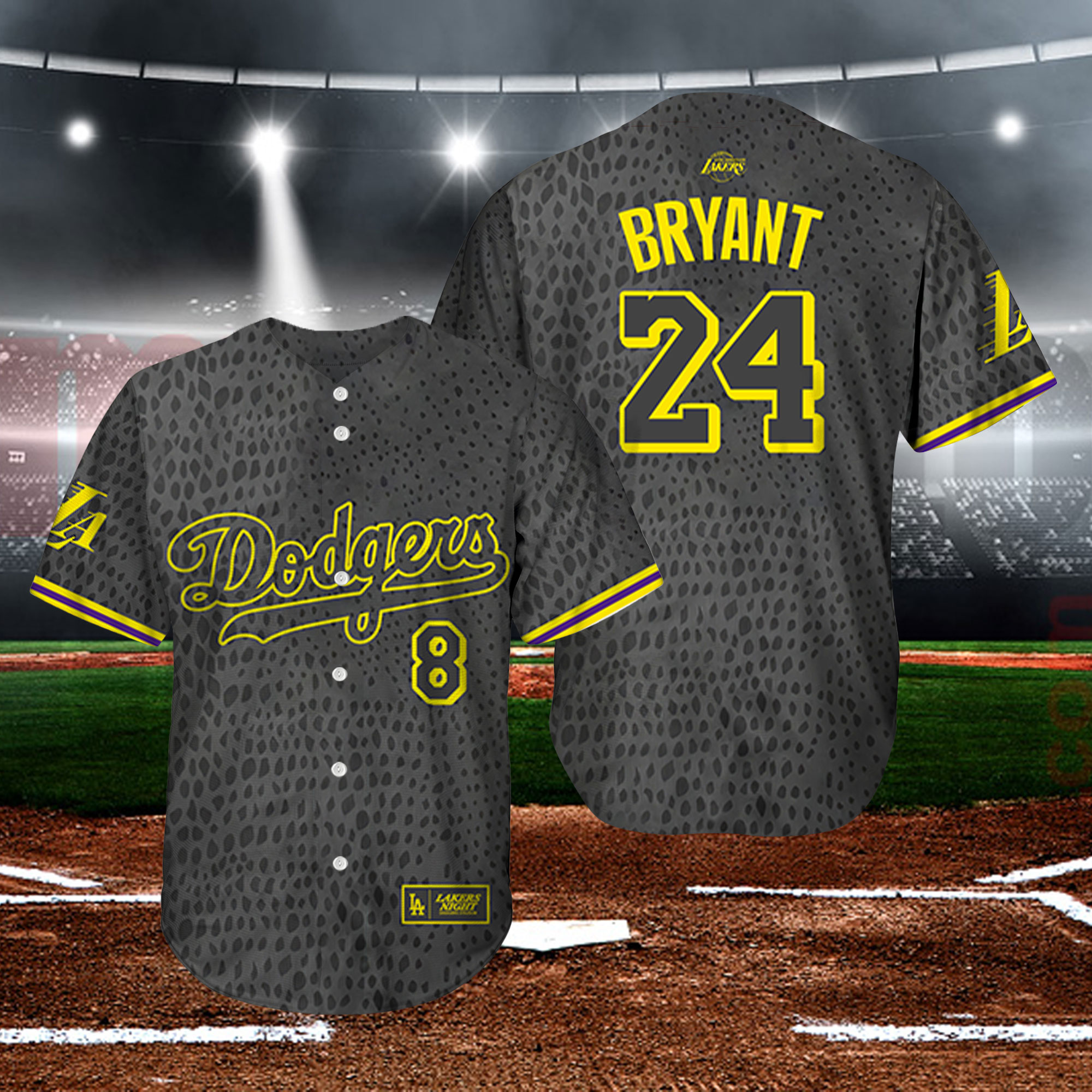 2023 Lakers Night Dodgers 8 Kobe Bryant 24 Baseball Jersey Shirt - Lelemoon