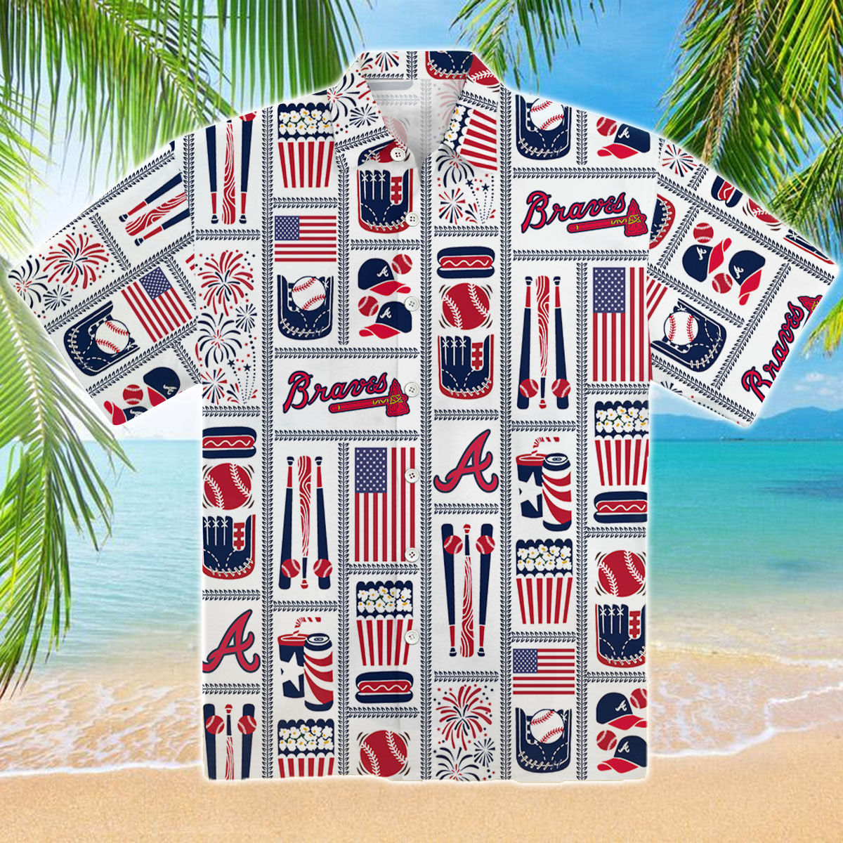 Atlanta Braves Americana Hawaiian T-Shirt - Lelemoon