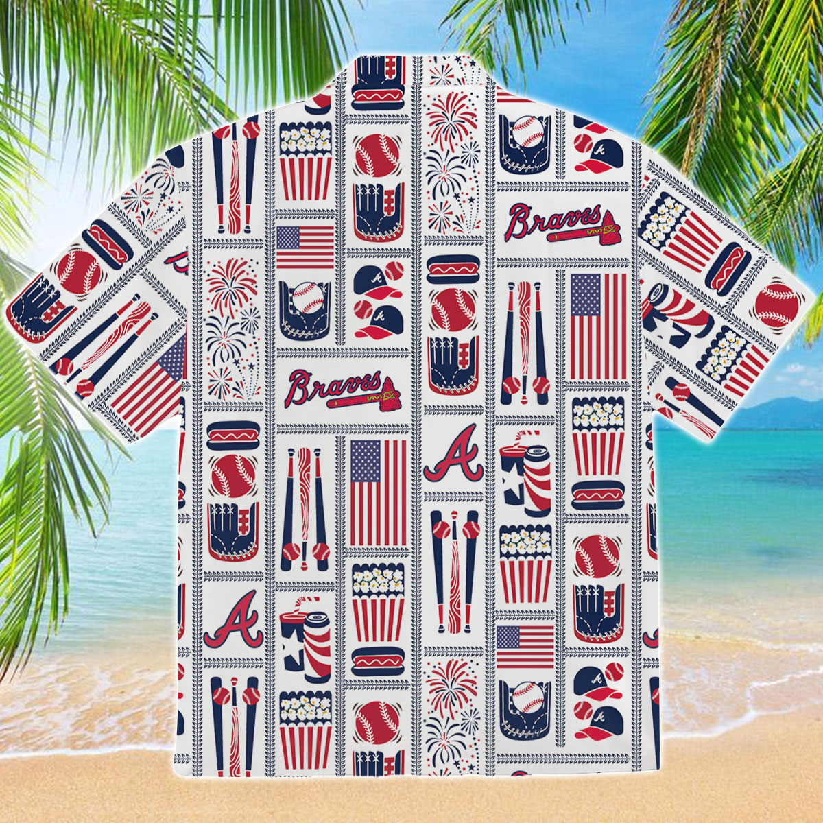 Blive ved Opsætning Banyan Atlanta Braves Americana Hawaiian T-Shirt - Lelemoon