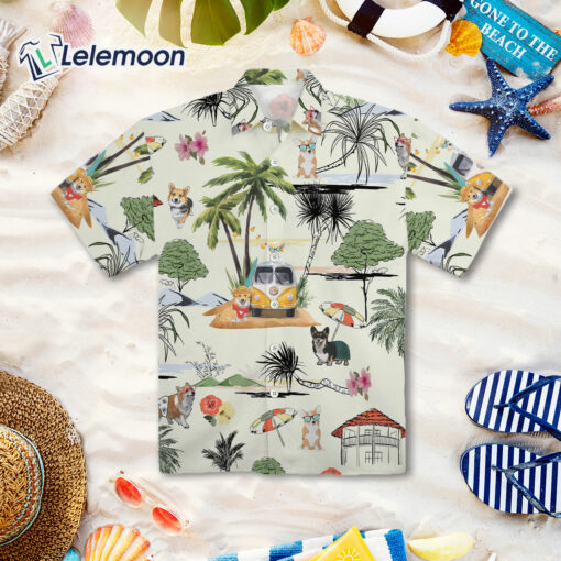 Corgi Hawaii Beach Hawaiian Shirt