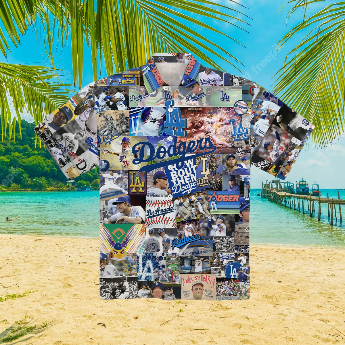 Dodgers All Over Print 3D Hawaiian Shirt - Lelemoon