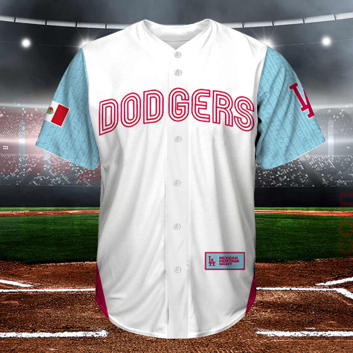 Los Angeles Dodgers Jersey XL Green Red Mexican Heritage Night Stadium  Giveaway