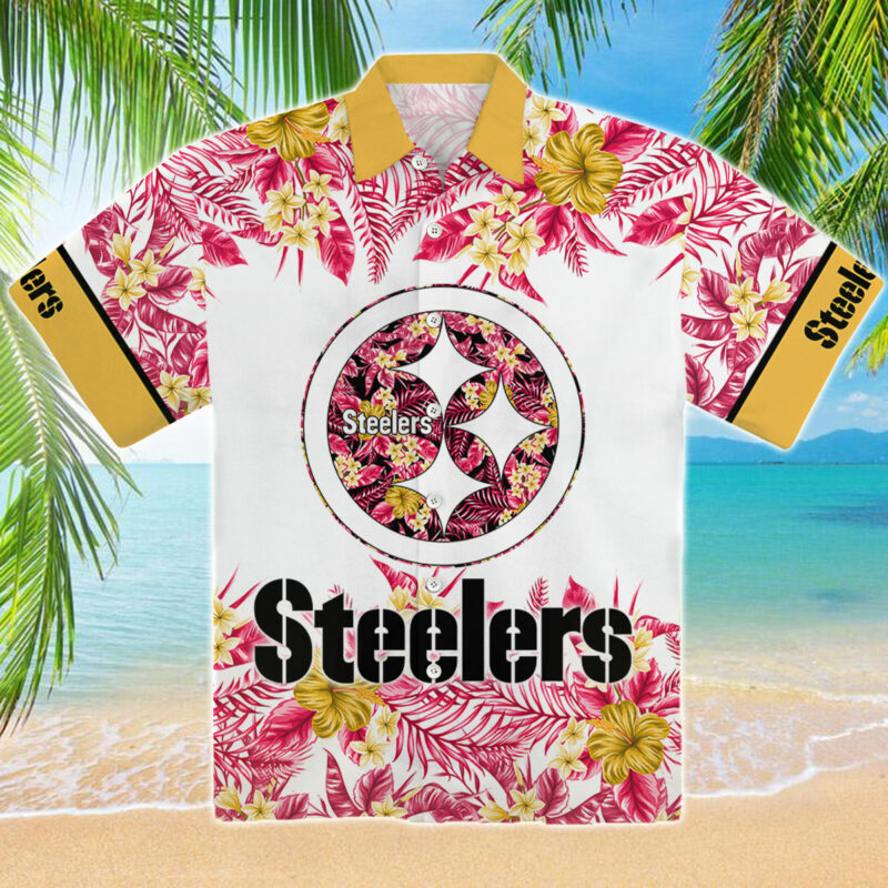 Pittsburgh Steelers Tropical Floral Hawaiian Shirt Pittsburgh Steelers Tropical Floral Hawaiian Shirt