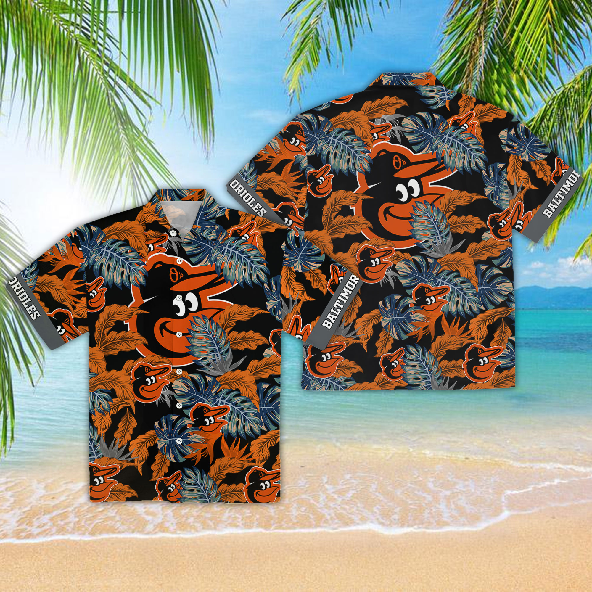 Baseball Baltimore Orioles Floral Tropicial Hawaiian Shirt