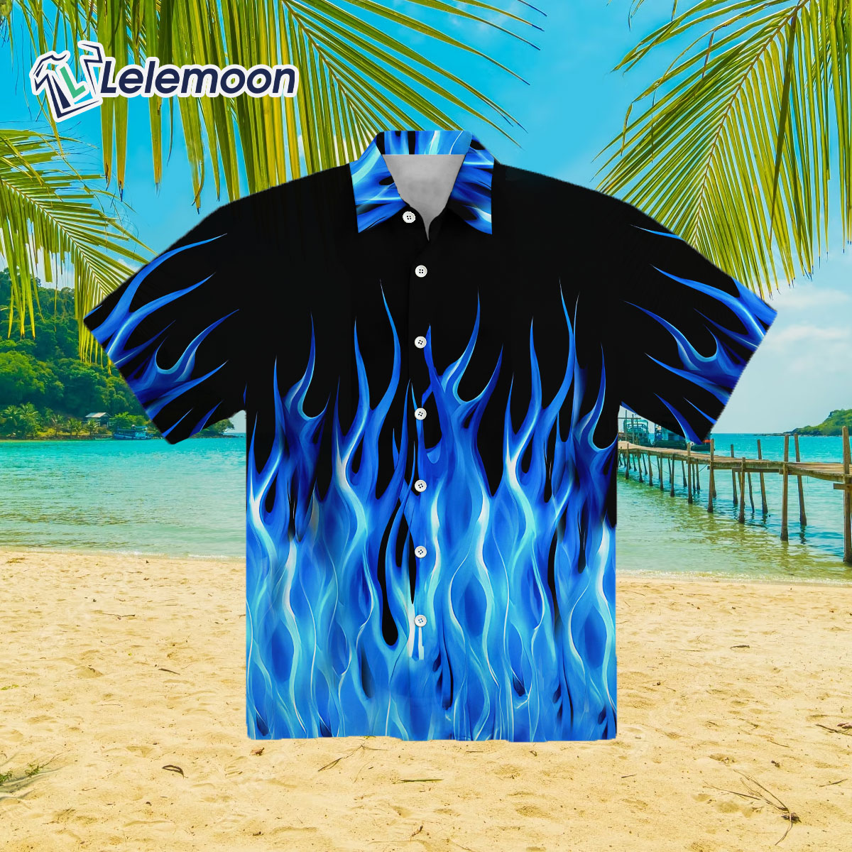 Hot Rod Blue Flame Bowling Custom Name Hawaii Shirt