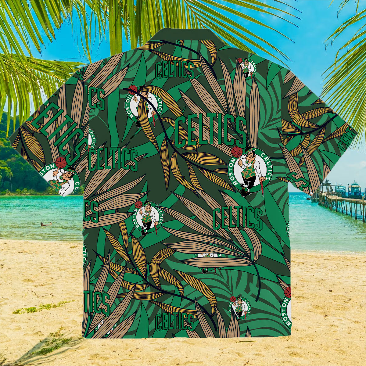 Boston Celtics 2023 Tropical Palm Leaves Aloha Hawaiian Shirt - Lelemoon