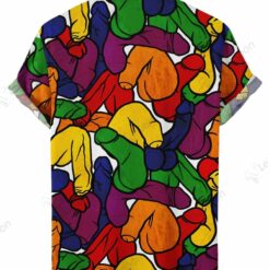 Funny Colorful Cocks Print Short Sleeve Hawaiian Shirt