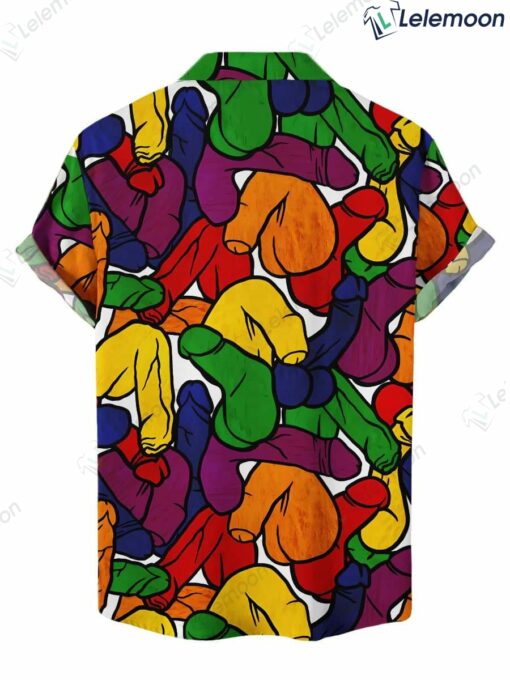 Funny Colorful Cocks Print Short Sleeve Hawaiian Shirt