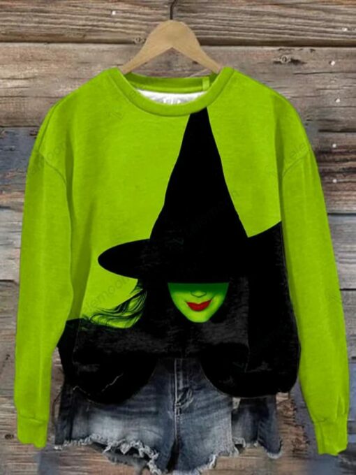 Halloween Witch Print Round Neck Sweatshirt $46.95