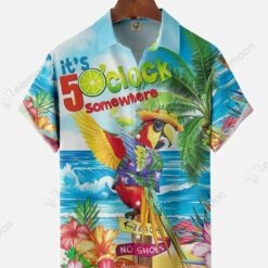 It's 5 O'Clock Somewhere Parrot Short Sleeve Hawaiian Shirt