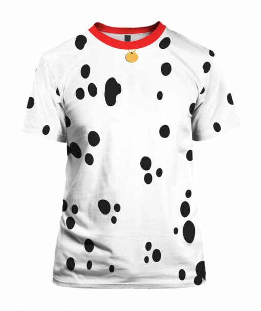 Dog Dalmatian Costume Red Collar Shirt