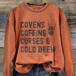Vintage Halloween Covens Coffins Curses and Cold Brew Sweatshirt
