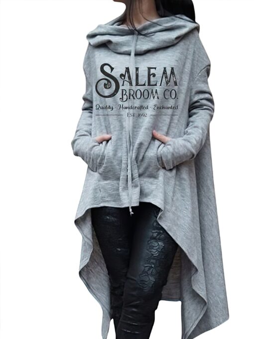 Salem Broom Co Hooded windbreaker Irregular Long Sleeve Sweatshirt