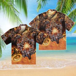 Amazing Skull Motorcycle Racing Hawaiian T-Shirt