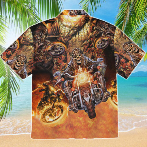 Amazing Skull Motorcycle Racing Hawaiian T-Shirt $36.95