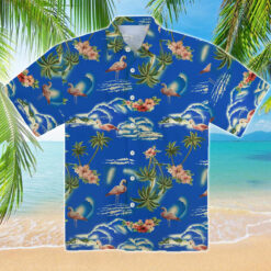 90s Bright Blue Flamingo Island Hawaiian Shirt