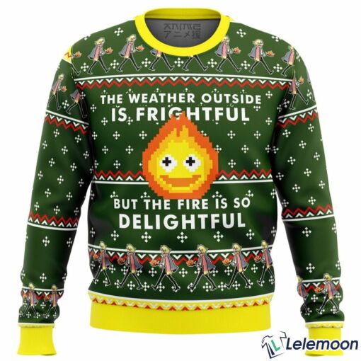 Calcifer Fire is so Delightful Ugly Christmas Sweater $41.95