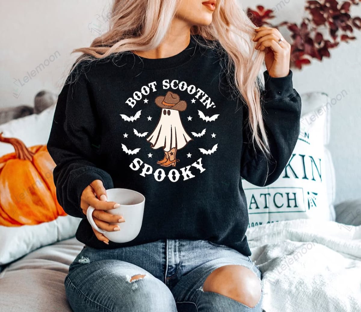 Cowboy Ghost Boot Scootin Spooky T-shirt, Sweatshirt - Lelemoon