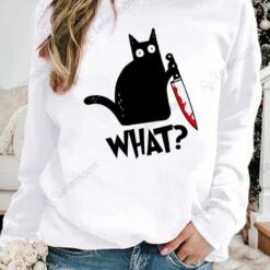 Halloween Black Cat Print Casual Sweatshirt