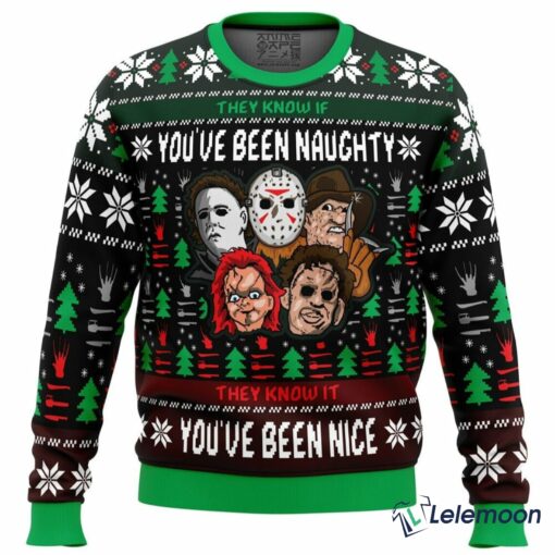 Horror They Know If You've Been Noughty They Know It You've Been Nice Christmas Sweater