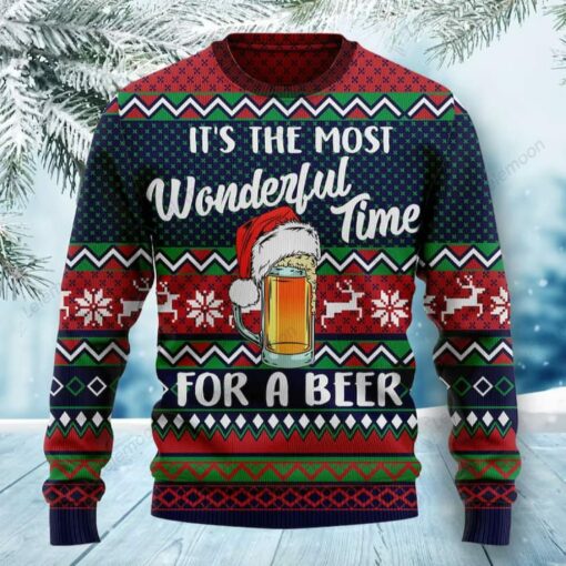 It's The Most Wonderful Time For A Beer Christmas Ugly Sweatshirt Sweater