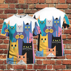 Cats Print Short Sleeve Shirt